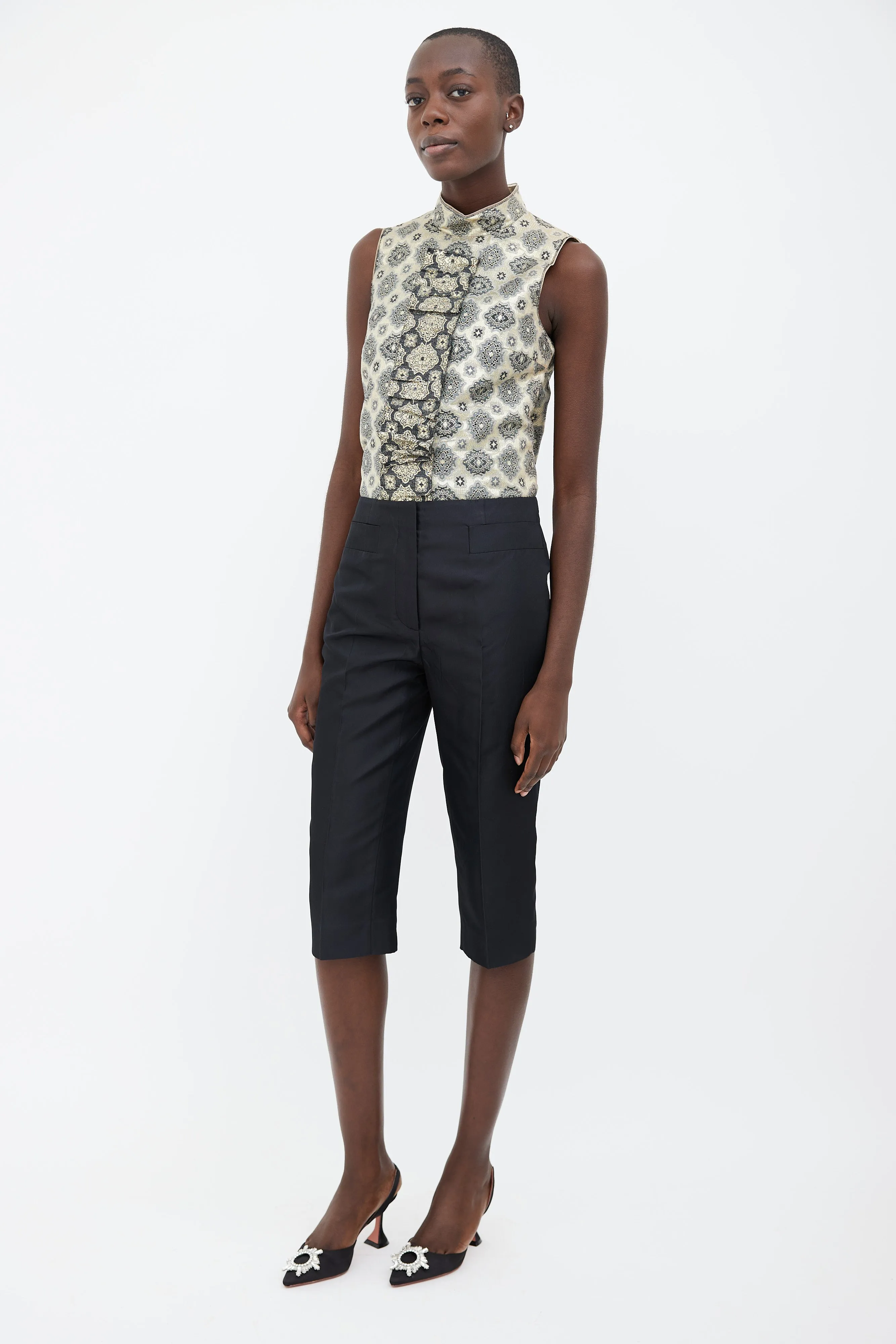 2012 Black Silk Cropped Pant