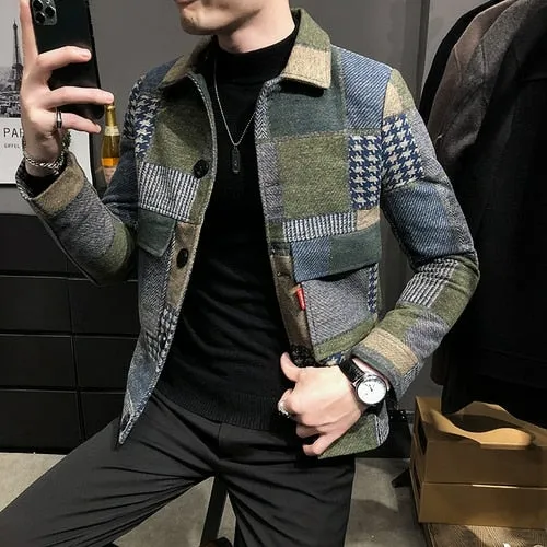 Autumn and Winter Fashion New Men's Casual Lapel Hoodless Jacket