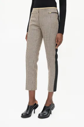 Beige & Black Houndstooth Stripe Trouser