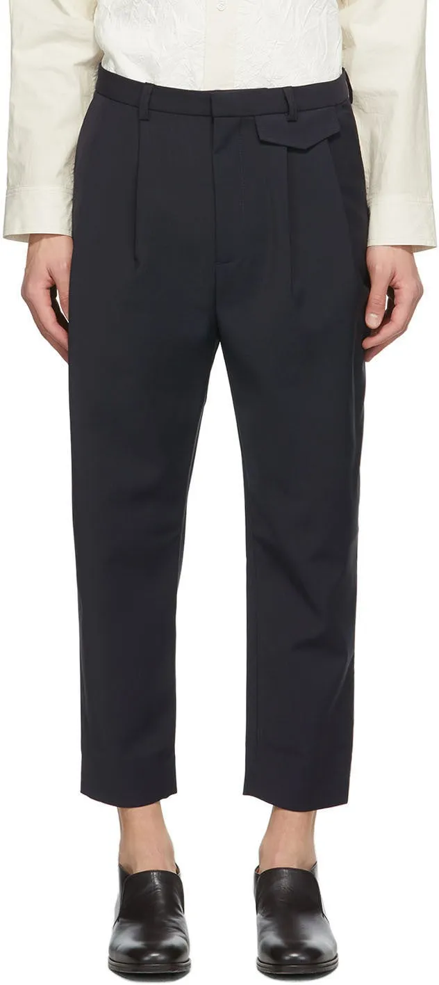 Deveaux New York SSENSE Exclusive Navy Wyatt Trousers
