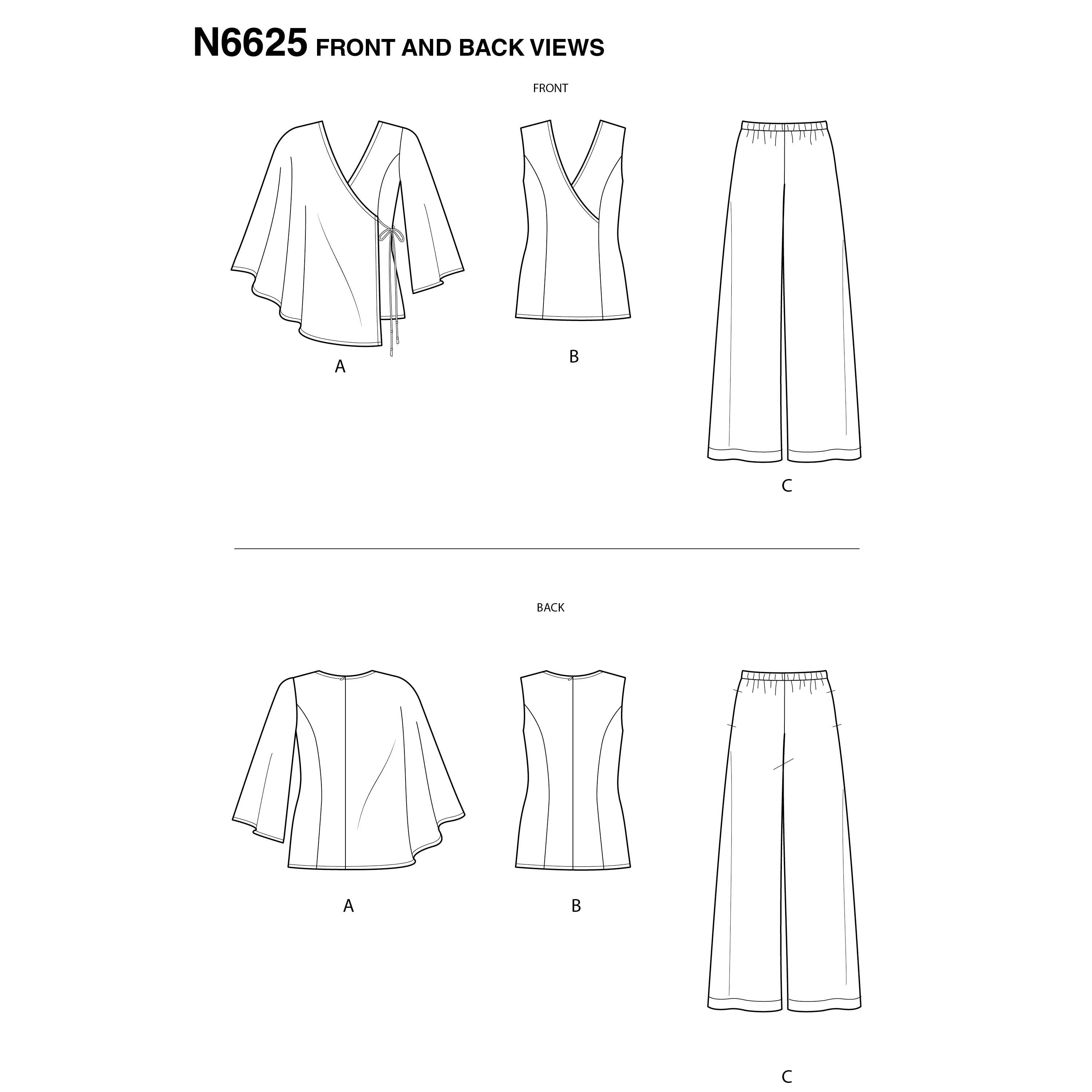 New Look Sewing Pattern N6625 - Misses' Tops and Pull On Trousers