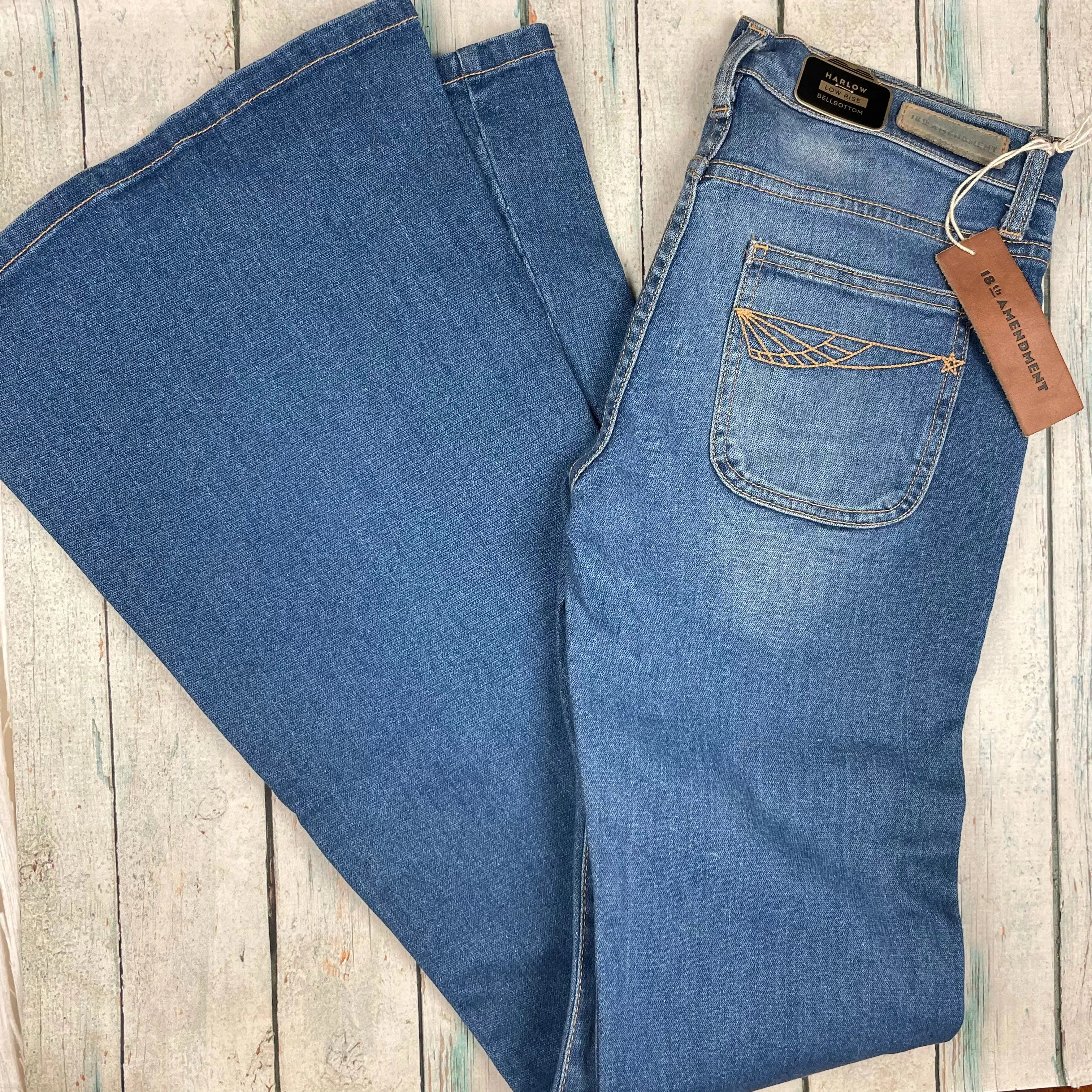 NWT- 18th Amendment 'Harlow' 70's Style Low Rise Bell Bottom Jeans- Size 29