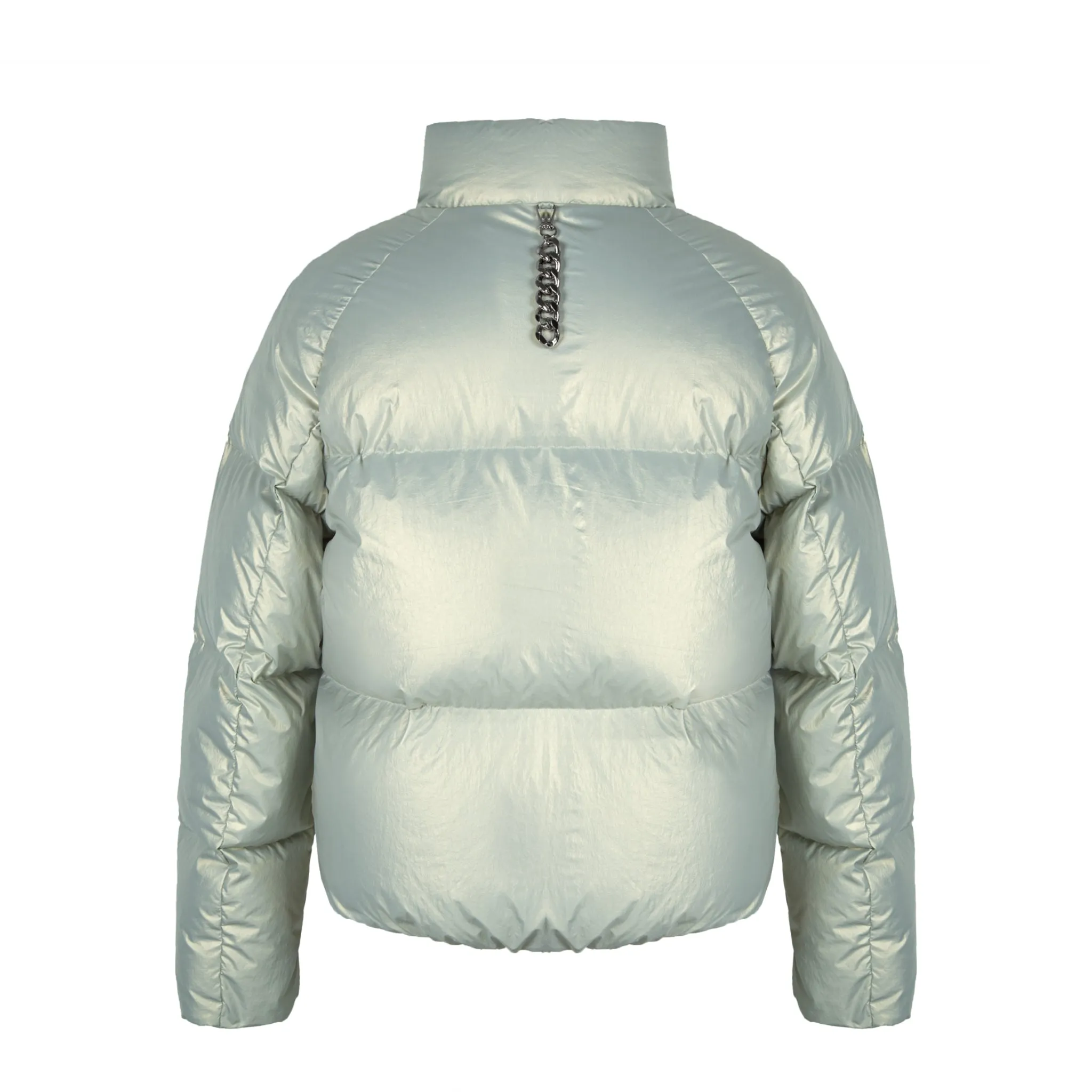 Silver Green Horn sleeve Contrast Patchwork Down Jacket