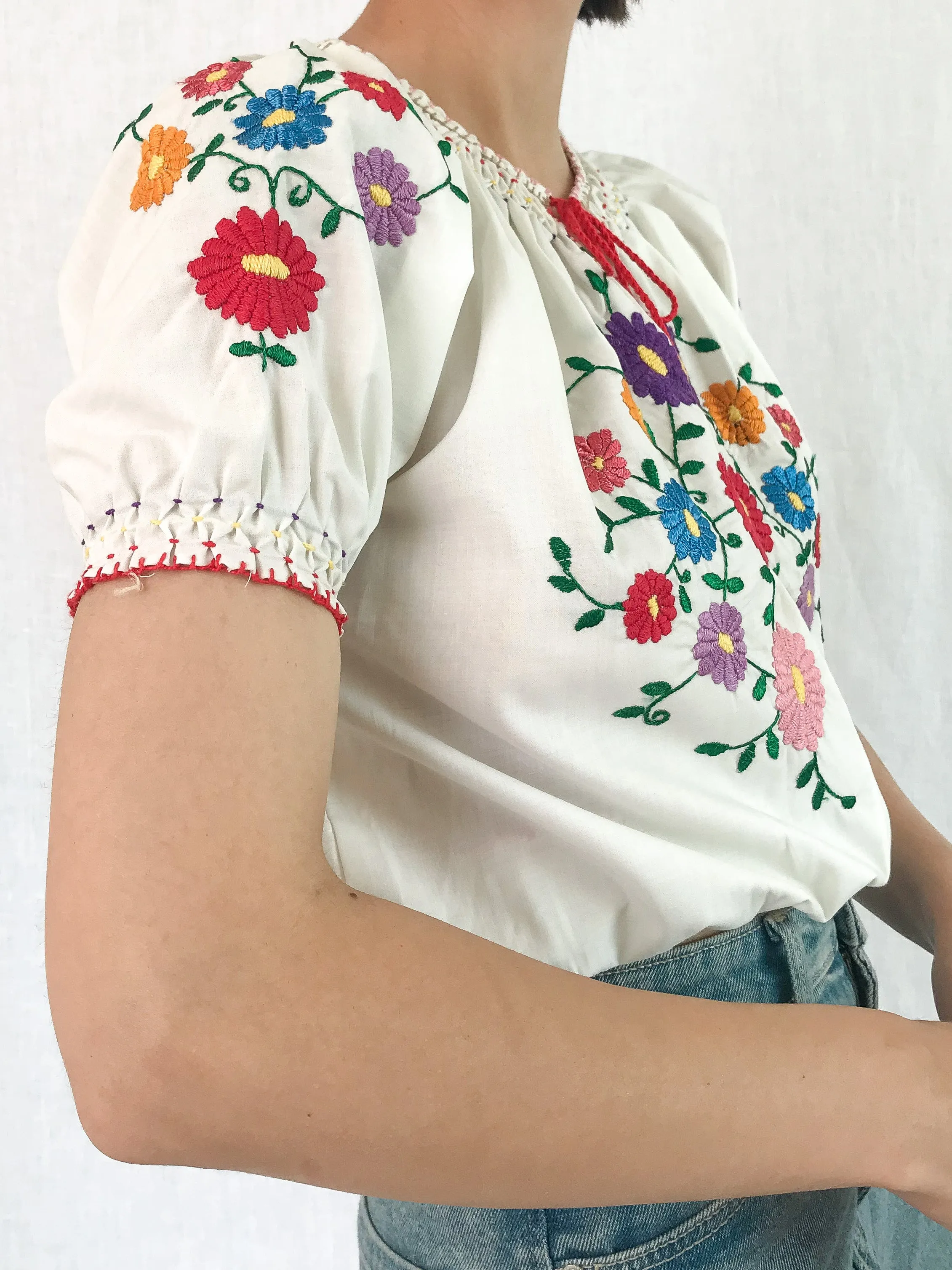 Vintage Embroidered Peasant Blouse