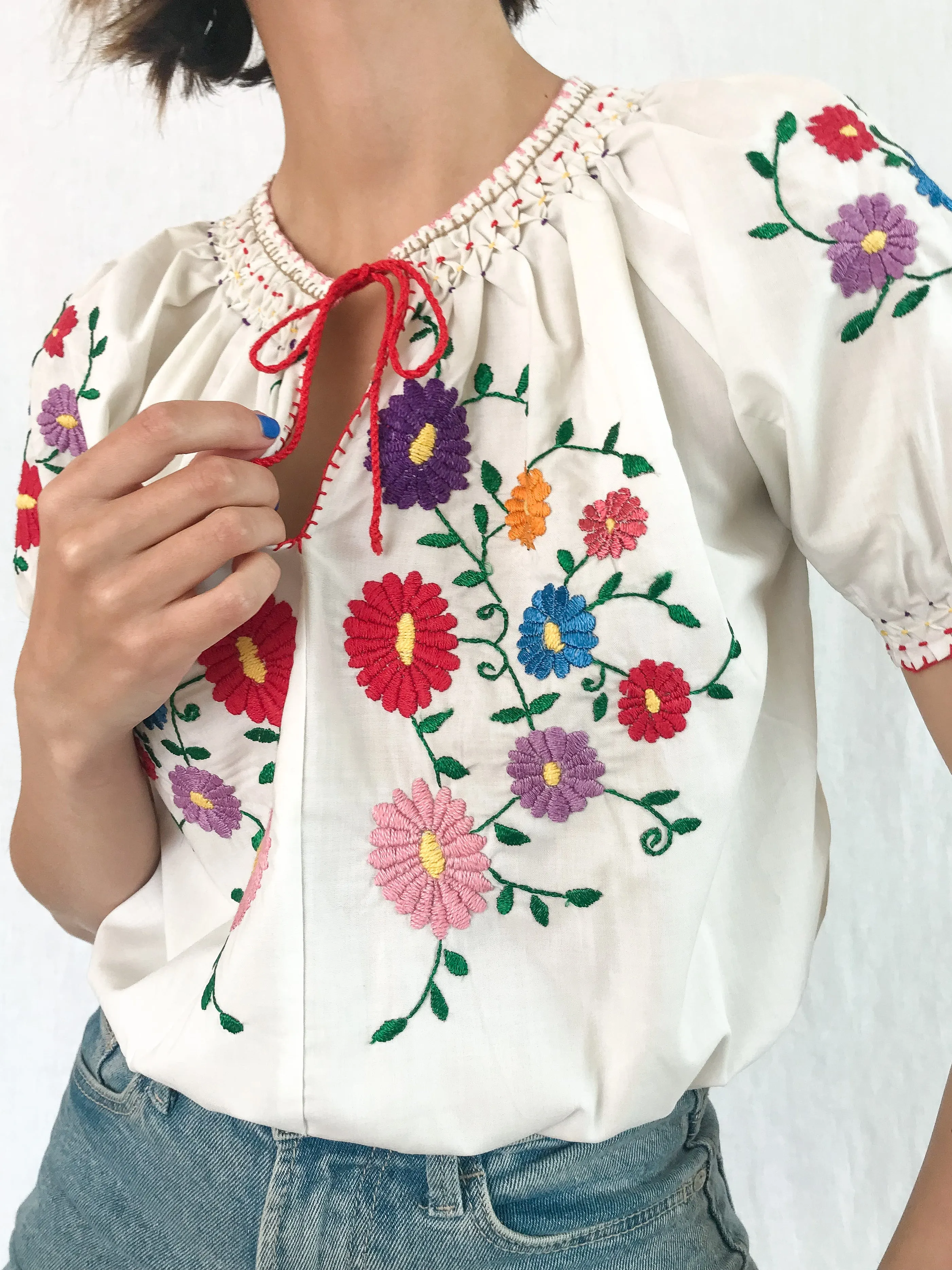 Vintage Embroidered Peasant Blouse